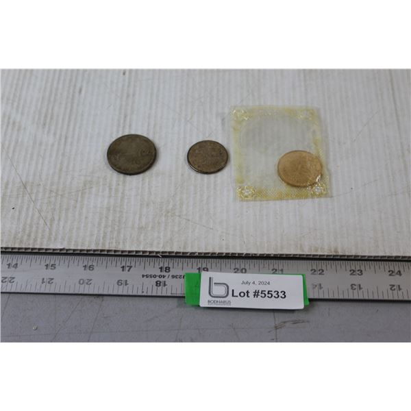 1966 Silver Dollar, 1959 Silver $0.50 Canadian Coin, 1967 Confederation Coin - Sealed in Original Po