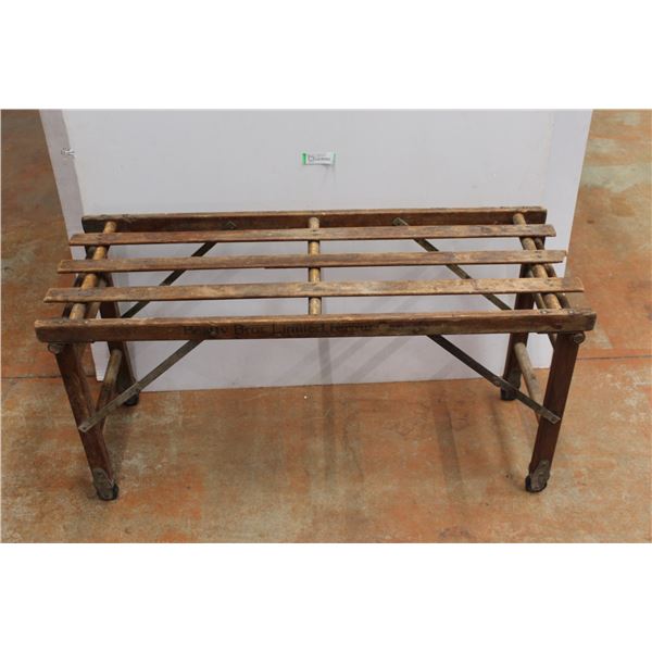 *Beatty Bros. 1930's Laundry Basket Holder/Stand on Wheels, Folds Out