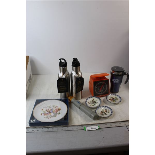 (2) Vero Water Cups, Dog Paw Trimmer, Kitchen Scale, (3) Bird Plates, Misc.