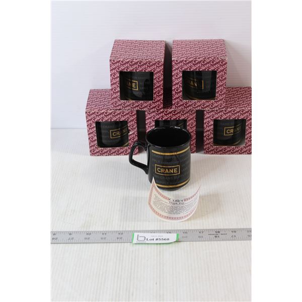 (6) Black & Gold Coffee Cups - 1990 Crane