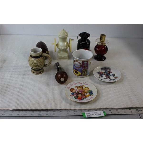 Vintage Avon Fragrance Bottles, Coffee Mug, (2) Small Plates