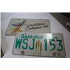 Image 2 : Older First Aid Kit in Metal Case - (3) Saskatchewan License Plates - Trouble light w/Cord Holder - 