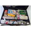 Image 5 : Older First Aid Kit in Metal Case - (3) Saskatchewan License Plates - Trouble light w/Cord Holder - 