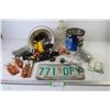 Image 1 : Torch Sparker - Golf Balls - Fuses - Plug Ends - Fuses - Saskatchewan License Plate - Misc. Items