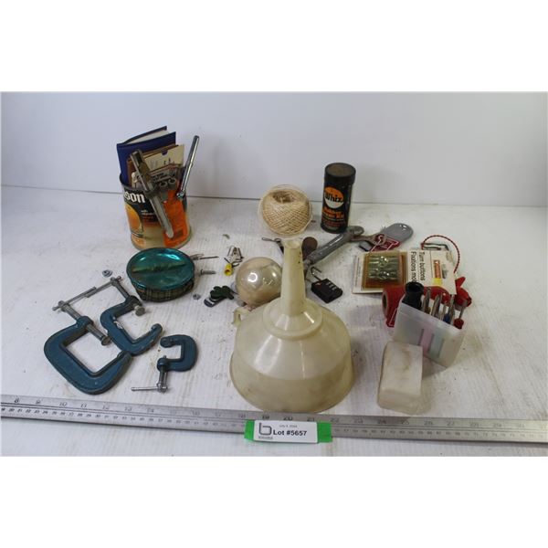 Bean Bag Ashtray - Funnel - Rubber Repair Kit - Clamps - String - Small Screw Driver Set - Misc. Ite