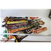 Image 1 : (16) Pennants (BC - Saskatchewan - Ontario - Alberta - (3) Sew-on Patches - Trappers Festival North 