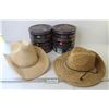 Image 1 : (6) Cookie Tins - Cowboy Hat (Size 7 3/4") - Straw Hat