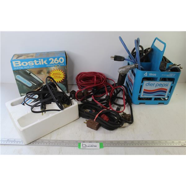 Bostik 260 Glue Gun 9heats up) - Small Extension Cords w/Multi Plugs - Diet Pepsi Plastic Carry Case