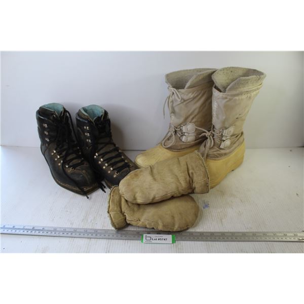 Snow Boots w/ Liners (size 8) - Tyrol Cross Country Ski Boots (looks like size 8) - Leather Mits (si