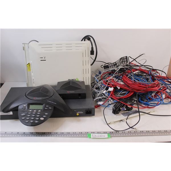 Polycom System, HP Calling System, LG IPLDK-60 System & Phone Cords - as is