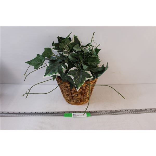 Faux English Ivy Plant in Wicker Pot