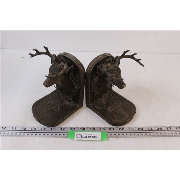 Bronze Deer Bookends (One Horn Damaged as pictured)