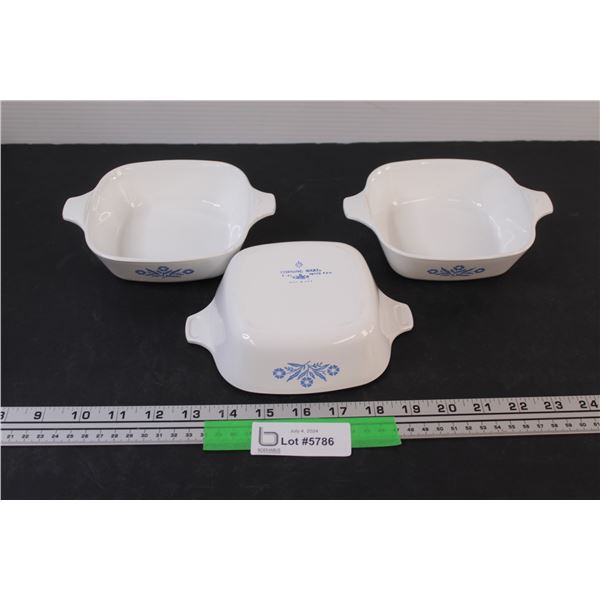 (3) Corningware Blue Flower Petite 5" Pans