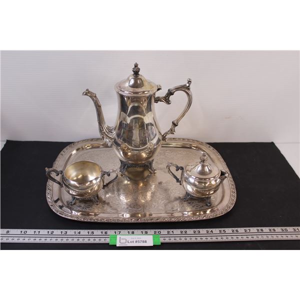 Wm. Rogers Silver Coffee Pot Set & Serving Tray