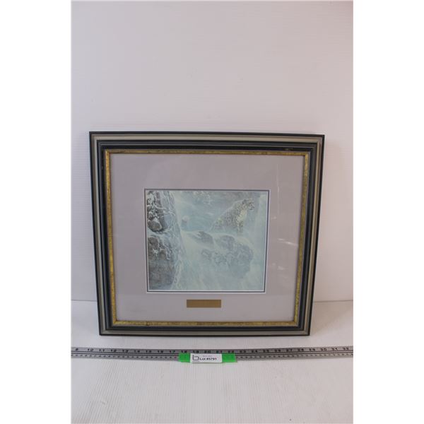 Framed "Snow Leopard" Print by Robert Bateman - 19"x18"