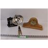 Image 1 : Brownie Kodak Vintage Camera (as is) Mantle Clock - Works & (2) Desk Pens