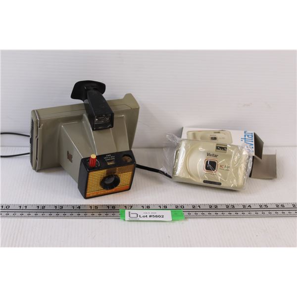 Vintage Polaroid Camera (untested), Vivitar Camera (as is)