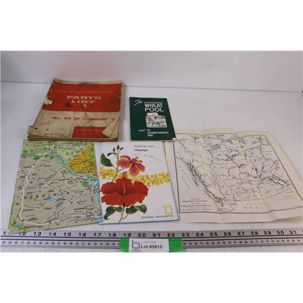 Massey-Harris Parts List for No.60 SP Combine, Various Maps