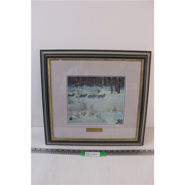 Framed "Wolves on the Trail" Print by Robert Bateman - 19"x18"