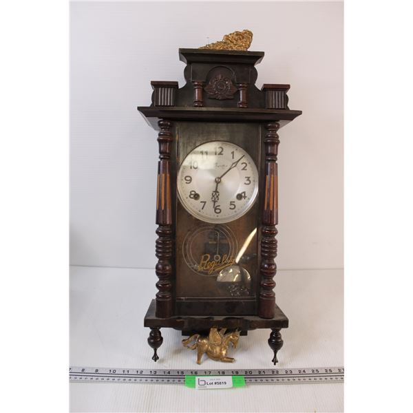 Regulator Shroffe Antique Wall Clock - Parts are Loose, untested, as is