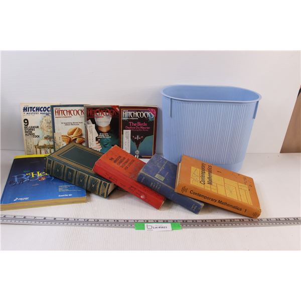 (4) Alfred Hitchcock's Magazines, (3) Vintage School Subject Books, Misc.