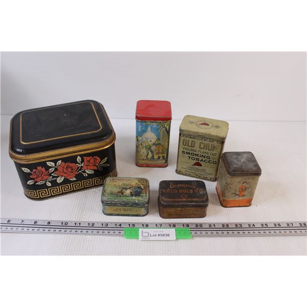 (6) Metal Tins - Various