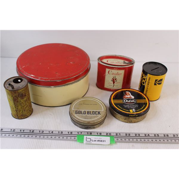 (6) Metal Tins - Various