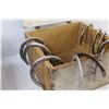 Image 4 : Wooden Box of Horseshoes & Tools, Set of Spurs