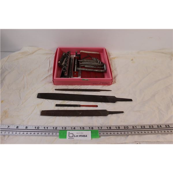 (4) Metal Files & Imperial Socket Set & Allen Keys
