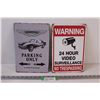 Image 1 : (2) Metal Signs (12"x8"): 24 Hr Surveillance & Aston Martin