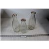 Image 1 : (3) Milk Glass Bottles - Palm, Turners, Saskatoon Drinkle Creamery