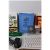 Image 3 : (3) Books, Flashlight, Keyboard & Mouse, (3) Pictures