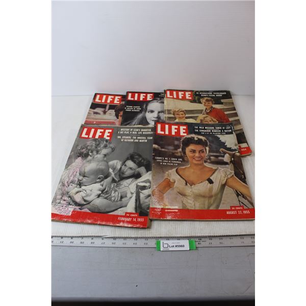 (5) 1950's Life Magazines