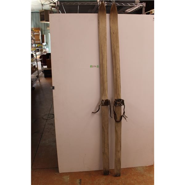 *Antique Wooden Skis - 76" High