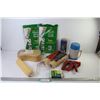 Image 1 : (2) Plastic Drop Sheets - Sponge (NIB) - Thermos - Stapler & Staples - Paint Rollers - Roller Cage -