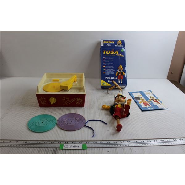 Fisher-Price Music Box Record Player - Didn't Work, Tosa Pinocchio Marionette Doll