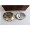 Image 3 : (2) Belt Buckles, Wooden Jewelry Box
