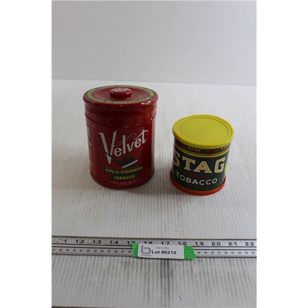 (2) Tobacco Cylinder Tins