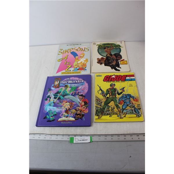 (4) Books, The Simpson's A-Z, Tarzan, The Pagemaster Story Book, G.I. Joe