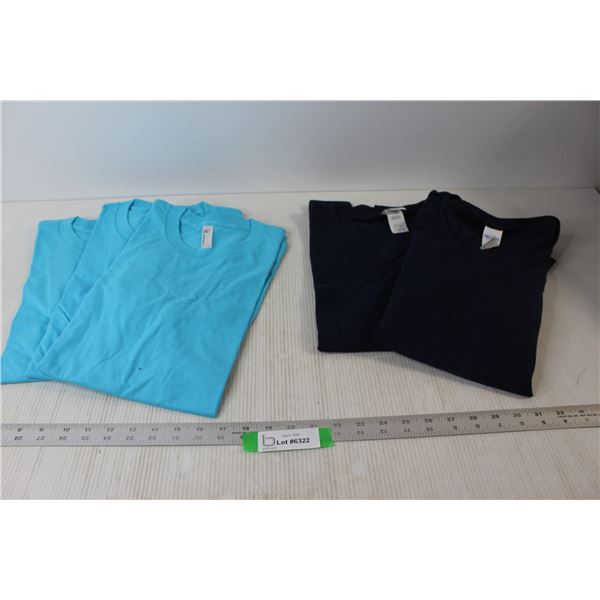 (3) Small Blue Solid T-Shirts, (2) Medium & Large Navy Blue Solid T-Shirts
