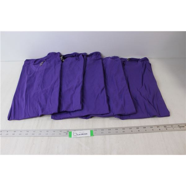 (5) Large Purple Solid T-Shirts