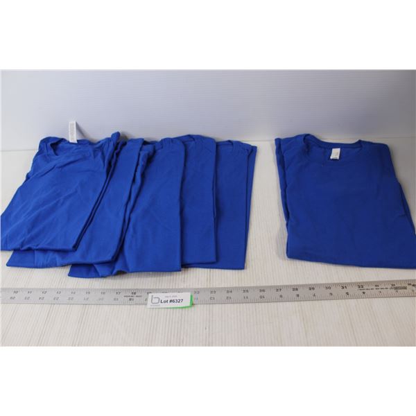 (5) Small Blue Solid T-Shirts, (1) Medium Blue Solid T-Shirt