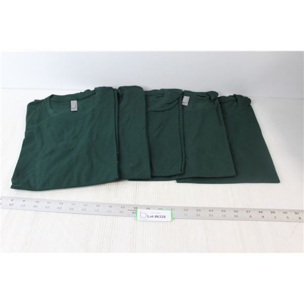 (5) Small Army Green Solid T-Shirts