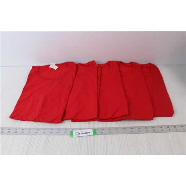 (5) Medium Red Solid T-Shirts