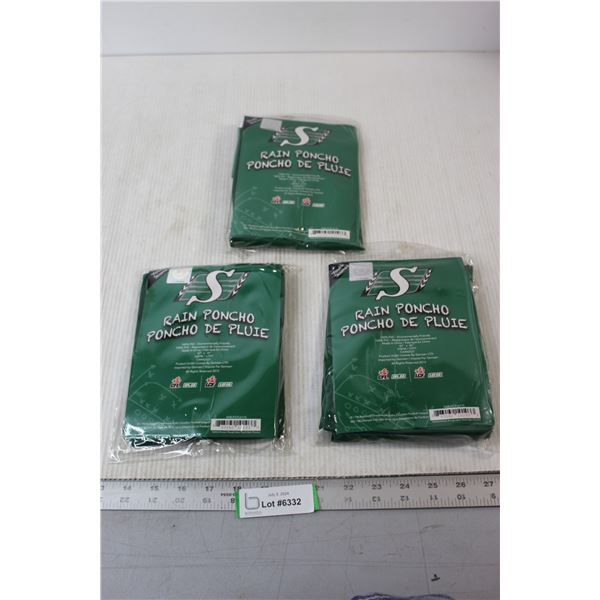 (3) Saskatchewan Roughrider Rain Ponchos - Youth