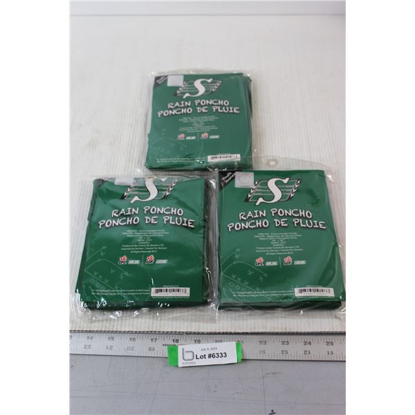 (3) Saskatchewan Roughrider Rain Ponchos - Youth