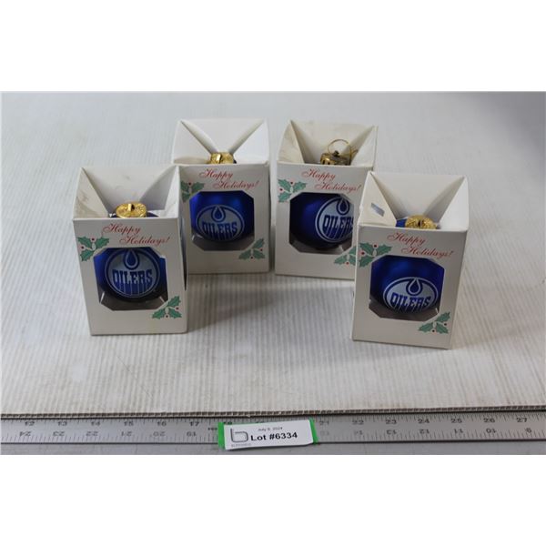 (4) Edmonton Oilers Christmas Ornaments