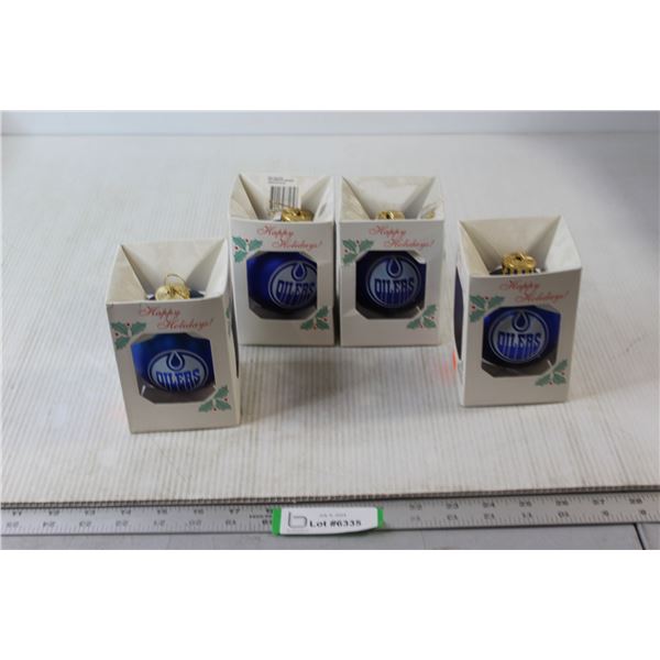 (4) Edmonton Oilers Christmas Ornaments