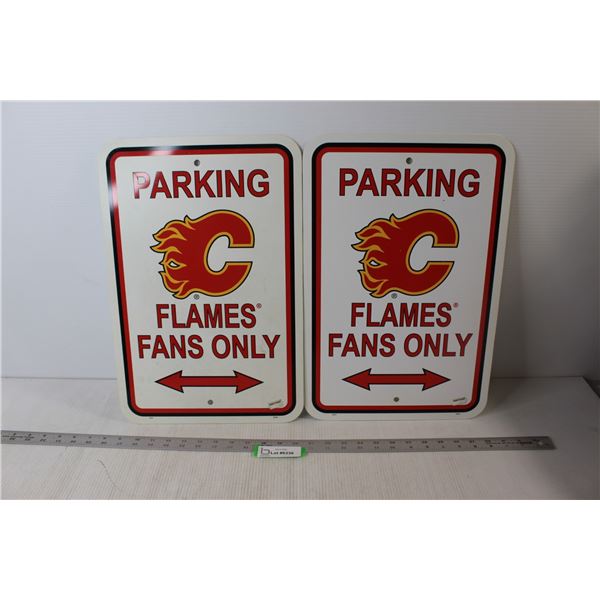 (2) Calgary Flames Fans Only Parking Signs - 12" x 18"