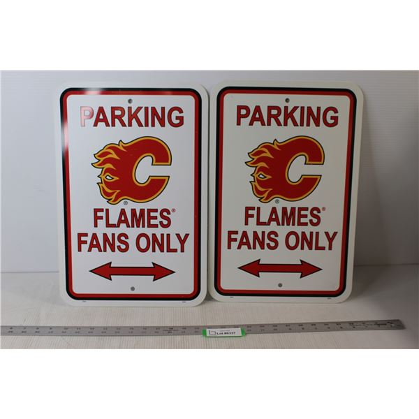 (2) Calgary Flames Fans Only Parking Signs - 12" x 18"